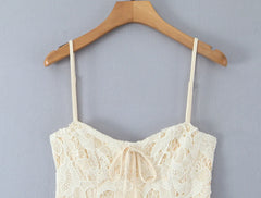 Lace Embroidered Spaghetti Strap Mini Dress
