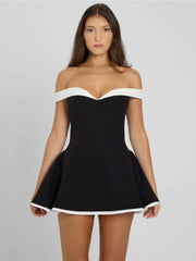 Black Off-shoulder Strap Mini Dress