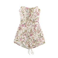 Floral Print Strapless Corset Mini Dress