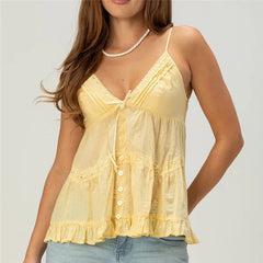 Spaghetti Strap V-neck Babydoll Top
