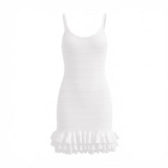 Knitted Ruffle Hem Spaghetti Strap Mini Dress
