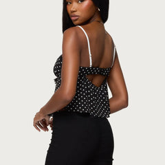 Cami Ribbion Tie up Polka Dot Top