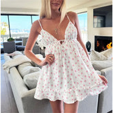 Floral Print V-Neck Mini Dress
