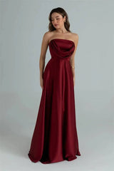 Satin Strapless Drape Maxi Gown