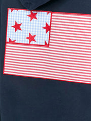 Blue Flag Letter Print Hoodie