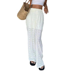 Embroidery Lace Sheer Long Trousers