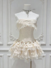 Ruffle Frill Hem Strapless Mini Dress