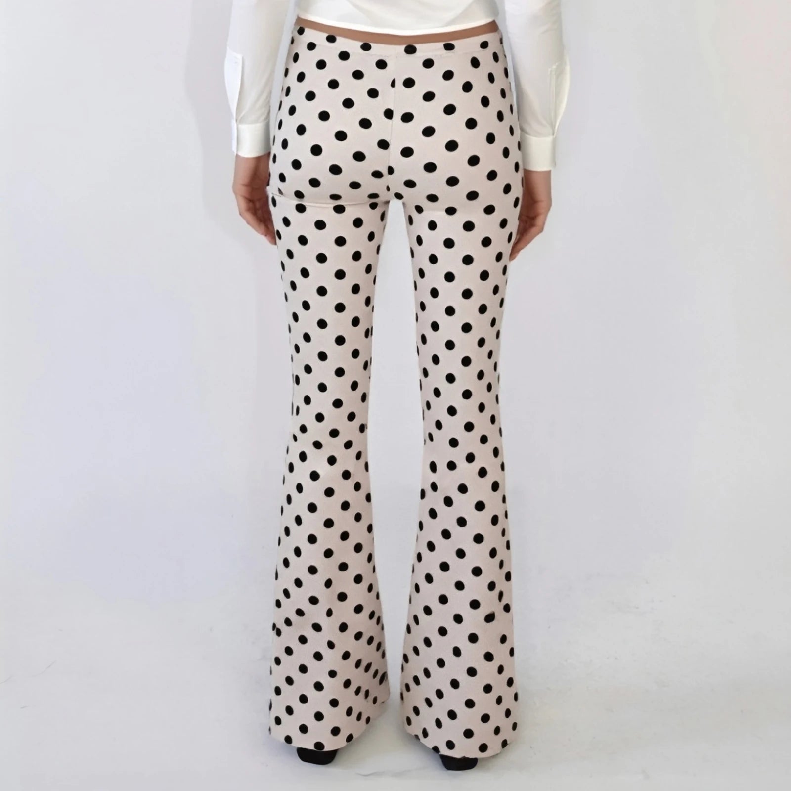 Polka dot pants worn by a person