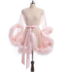 Short Feather Robe Dressing Gown