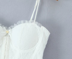 White Spaghetti Strap Corset Tulle Mini Dress