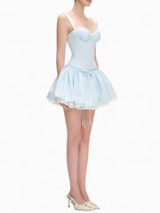 Blue Bow Tutu Mini Dress