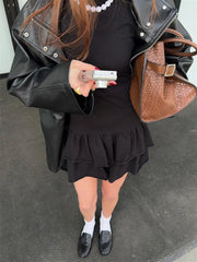Solid Sleeveless Tiered Ruffle Mini Dress