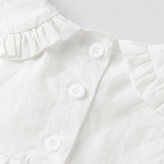White Doll Collar Short Sleeve Babydoll Mini Dress