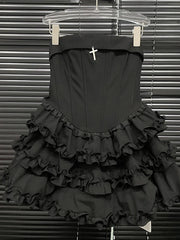 Strapless Multilayer Ruffles Mini Dress