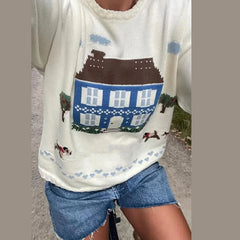 Country Home Printed Sweater