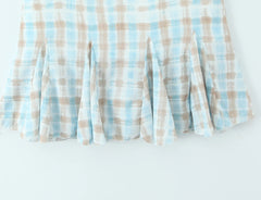 Plaid Print Bow Crop Top And Ruffles Hem Midi Skirt Set