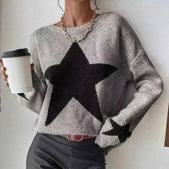 Star Pattern O-Neck Sweater Pullover