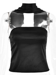 Satin Wrap Around Strap Crop Top