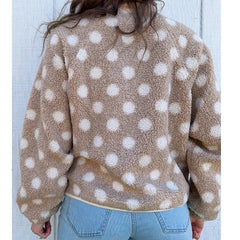 Fleece Dot Pattern Button Down Jacket