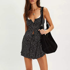 Floral Print Frill Trim Square Neck Tank Top And Ruffle Skirt Set