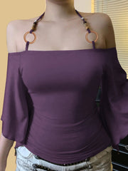 Halter Neck Beaded Strap Top
