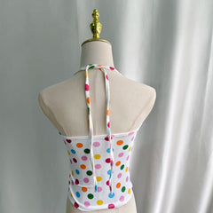 Colourful Polka Dot Print Halter Vest Top