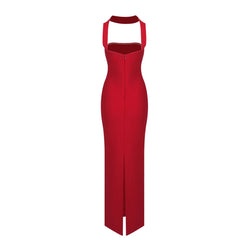 Bandage Halter Solid Maxi Dress