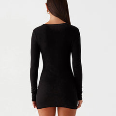 Long Sleeve Boydcon Button Down Mini Dress