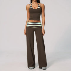Printed Patchwork Crop Top And Leggings Set
