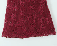 Burgundy Halter Sequin Mini Dress