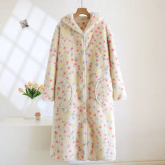 Polka Dot Plush Bathrode Nightgown