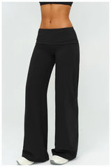 Wide Leg Fold Over Low Rise Flare Yoga Sweatpants