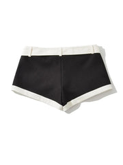 Two Tone O-Neck Long Sleeve Cardigan And Low Waist Shorts Set