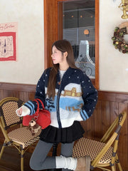 Winter Scenery Knitted Cardigan