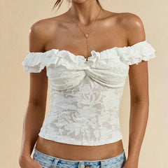Off Shoulder Frill Strap Top
