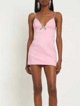 Rhinestones Strap V-neck Mini Dress