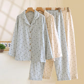 Cotton Heart Dotted Print Long Sleeve Shirt And Pant Pajama Set