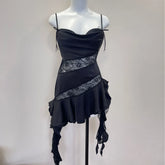 Satin Asymmetrical Ruffle Hem Night Dress