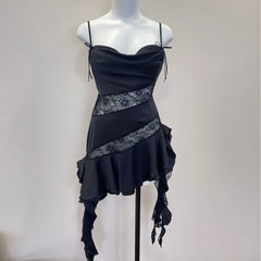 Satin Asymmetrical Ruffle Hem Night Dress