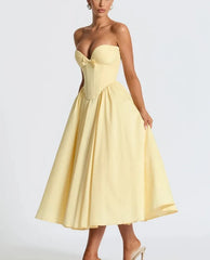 Sweetheart Neckline Bustier Strapless Maxi Dress