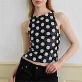 Black Sequin Polka Dot Open Back Vest
