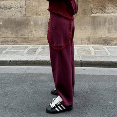 Lace Ruffle Trim Hoodie And Sweatpants Set