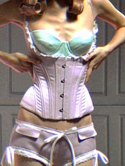 Pink Hook Blue Bustier Corset Strap Top