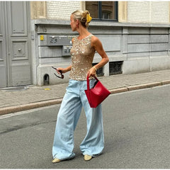 Gold Sequin Knitted Top