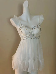 Embroidery Daisy Lace Embroidered Nightdress