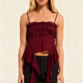 Lace Ruffle Long Trim Cami Top