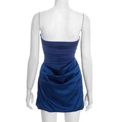 Strapless Ruched Asymmetric Desgin Mini Dress