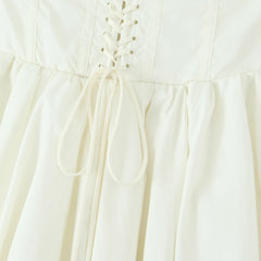 White Solid Flare Bustier Mini Dress - A-Line Fit