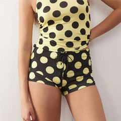 Polka Dot Print Drawstring Shorts