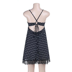 Black Polka Dot A-line Strappy Mini Dress